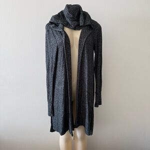 Athleta Harmony Wrap Hooded Open Front Cardigan Womens Size S Gray Draping Cozy